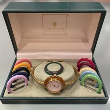 GUCCI Change Bezel 12 Colors Gold Watch Working Beautiful