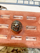 Vintage Skull Indian Headdress  Ring Rhodium Plated by G&S Size 12