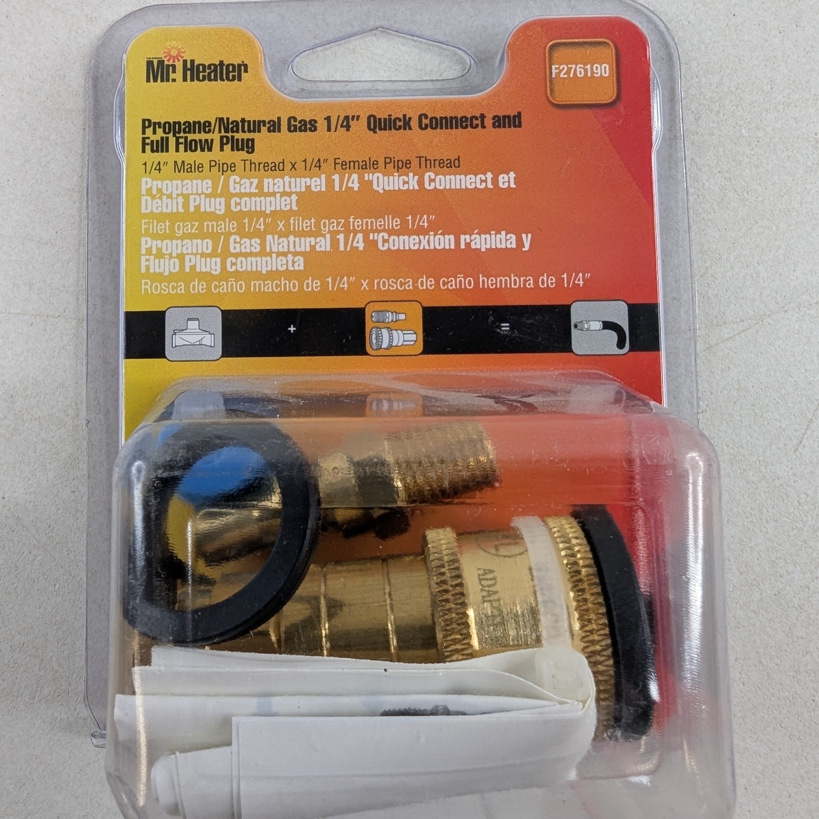 F276190 Brass Quick Connect Gas Adapter 1/4 Fpt X 1/4 Mpt Di