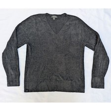 Barefoot Dreams Dark Gray Cozychic Ultra Lite Knit V-Neck Lounge Top Size Small