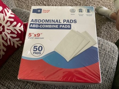 GauzeCare Sterile Abdominal ABD Combine Pads 50-Pack 5'' x 9'' Surgical Grade