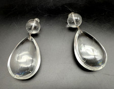 2 Clear Crystal Glass 2-13/16" X 1-7/8" Smooth Teardrop Chandelier Drop Prisms