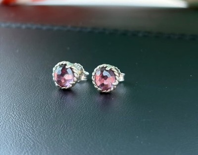 David &Yurman Chatelaine Amethyst Sterling Silver 7mm Petite Earring Pavé & Stud
