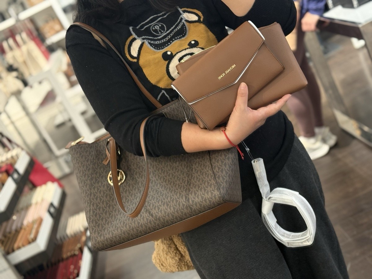 MICHAEL KORS CHARLOTTE LARGE 3 in 1 ZIP TOTE SHOULDER BAG