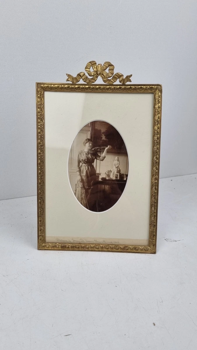 Cadre Photo Ancien En Bronze Et Laiton – 12x12 Cm, Occasion