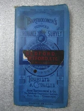 Bartholomew's BEDFORD & HERTFORD 2 Miles to 1" CLOTH MAP Tourist & Cyclist