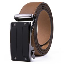 Men's Ratchet Belt Leather Automatic Buckle 1.37inch Width One Size 46inch