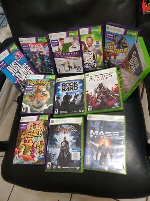 Kinect Xbox 360 Game Lot of 12 kinectimals dance central batman mass effect