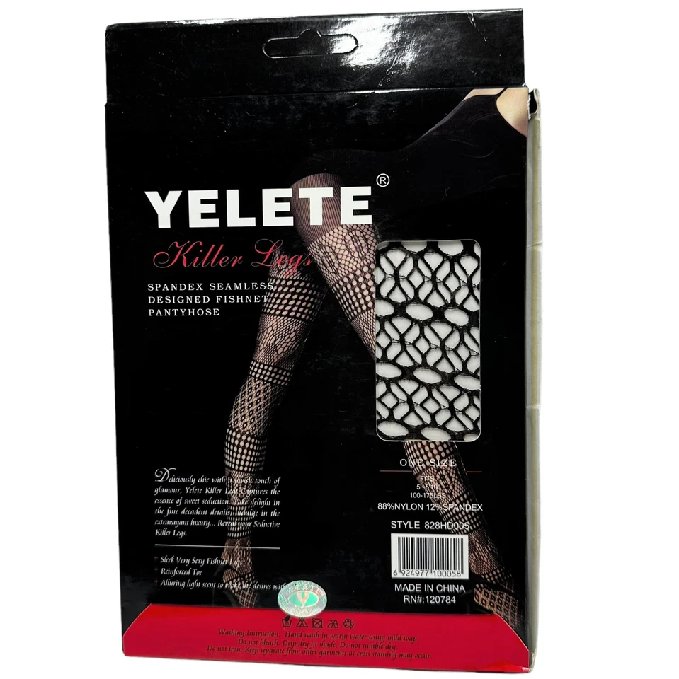 NEW in Package Yelete Killer Legs Black Fishnet Pantyhose One Size - Image 2 of 2