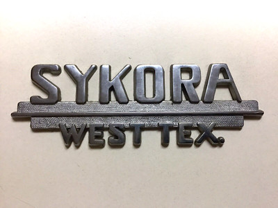 SYKORA Car Dealer Dealership Metal Emblem West, Texas