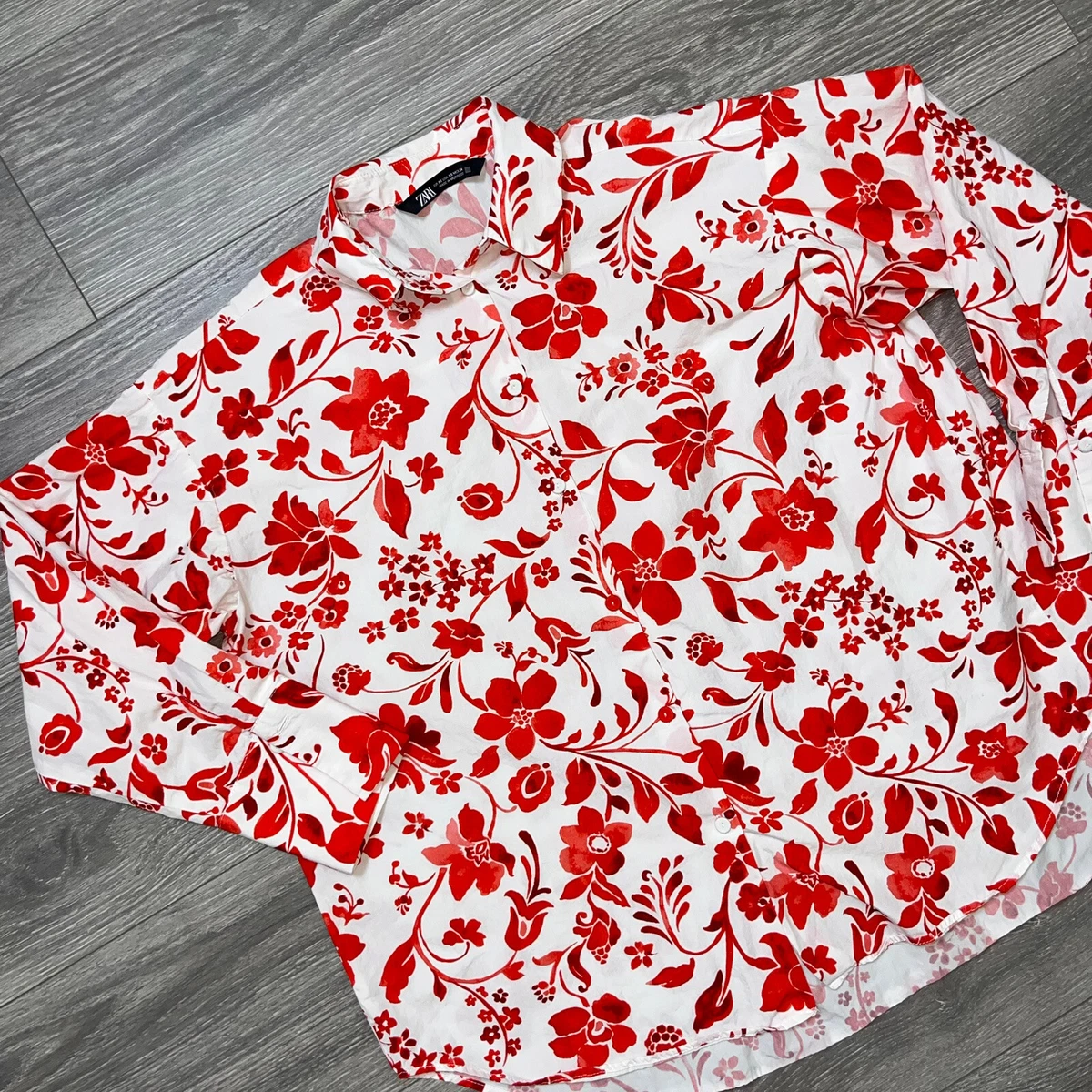 red and white blouse zara