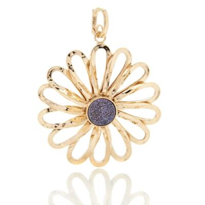 Technibond Violet Rainbow Drusy Enhancer Anhänger 14K Gelbgold vergoldet Silber