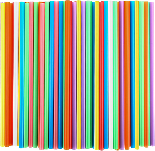 100 Pcs Colorful Plastic Straws, Disposable Drinking Straws, 8.26" Long and 0.23