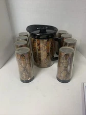 Vintage West Bend Thermo Serv Pitcher and 8 Tumblers Set 