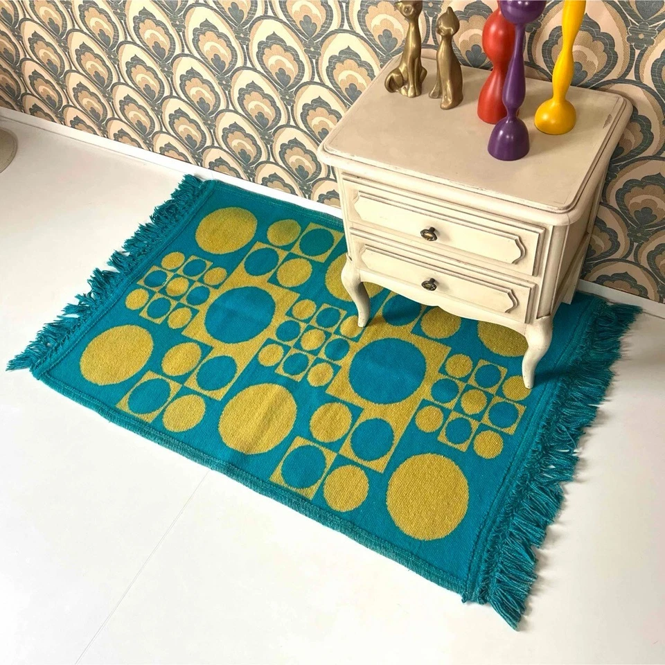 Verner Panton Geometric Pattern Reversible Wool Rug Space Age Mid-Century 1960s - Image 3 of 4