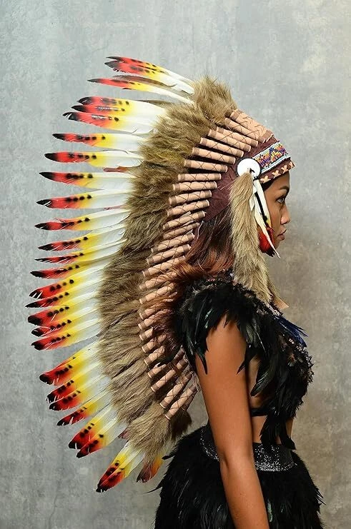 Native American Indian Headdress Large Feather Headdress for Native - Image 2 of 4