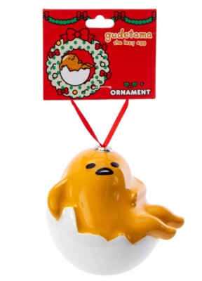 Hello Kitty Gudetama Hanging Ornament 4  Lazy Egg Shatterproof Ships Fast!