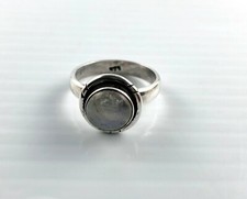 925 Sterling Silver Women Ring With Round MOONSTONE Size 8.25