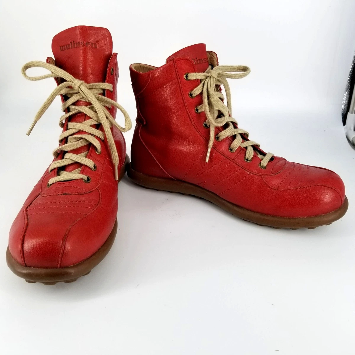 Mulinsen High Top Sneaker Athletic Shoe Boots W 7 Red Lace Up