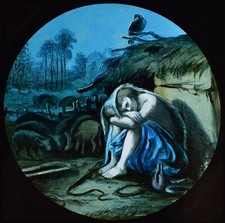 ANTIKES magisches Laternendia DER VERLORENE SOHN UM 1890 RELIGIÖSE ZEICHNUNG CHRISTLICH 