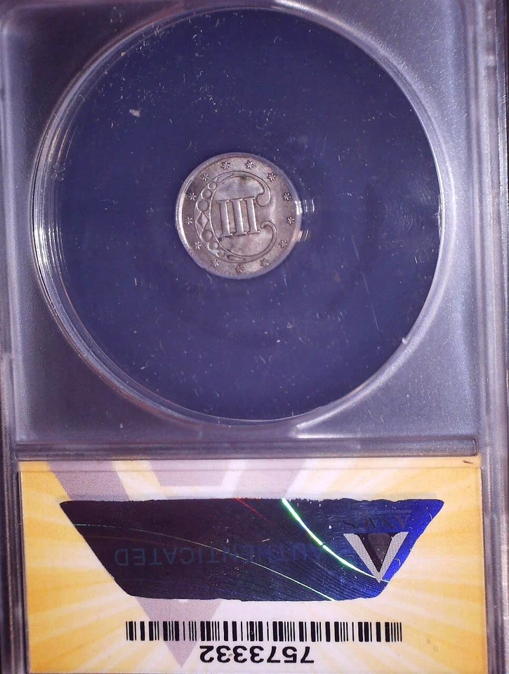 1852 Silver Three Cent, ANACS AU55, Nice Appearance - Image 3 of 4
