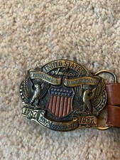 Beautiful Hand Tooled Leather USA Constitution Bicentennial 1987 Belt sz 38-42