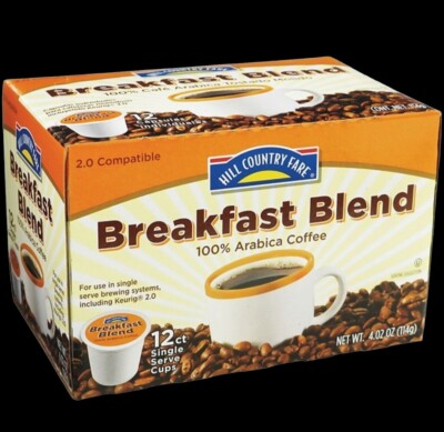 Hill Country Fare Breakfast Blend K-cups 12ct Box 100% Arabica