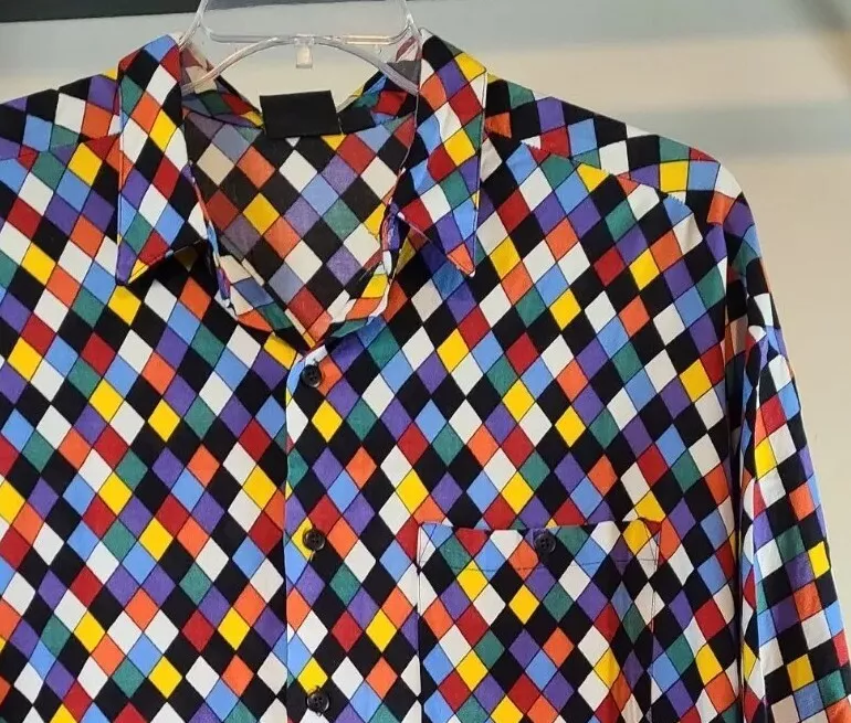 Vintage Hutspah Men's Button Up Multicolor Retro Geometric