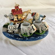 10 pc. Miniature Poly Resin Noah's Ark Tea Set Nursery Bible Religious Baby