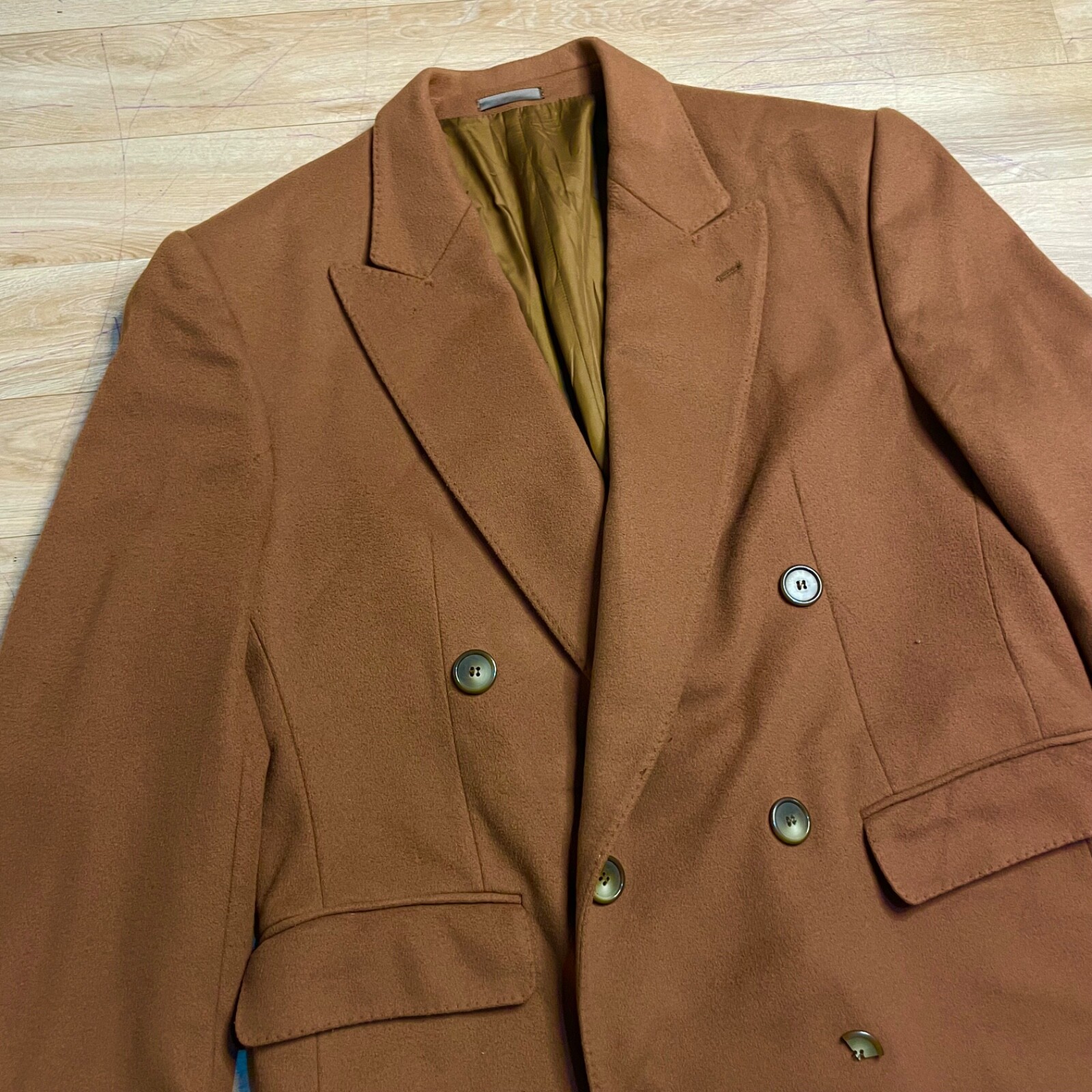 Yves Saint Laurent YSL trench cappotto vintage pea coatn CASHMERE lana uomo marrone L