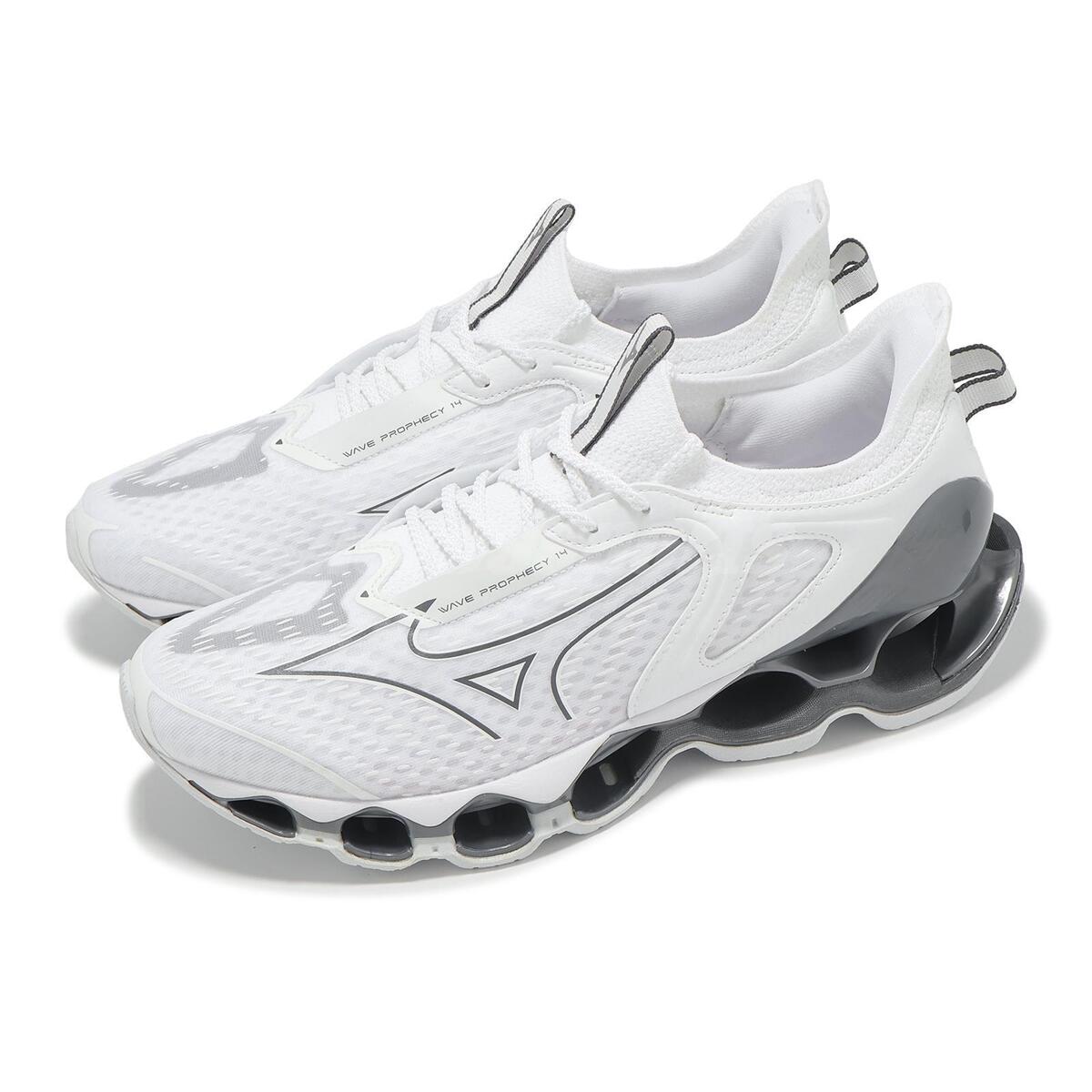 Mizuno Wave Prophecy 14 White Grey Men Unisex Road Running Mizuno Wave Prophecy 14 White Grey Men Unisex Road Running