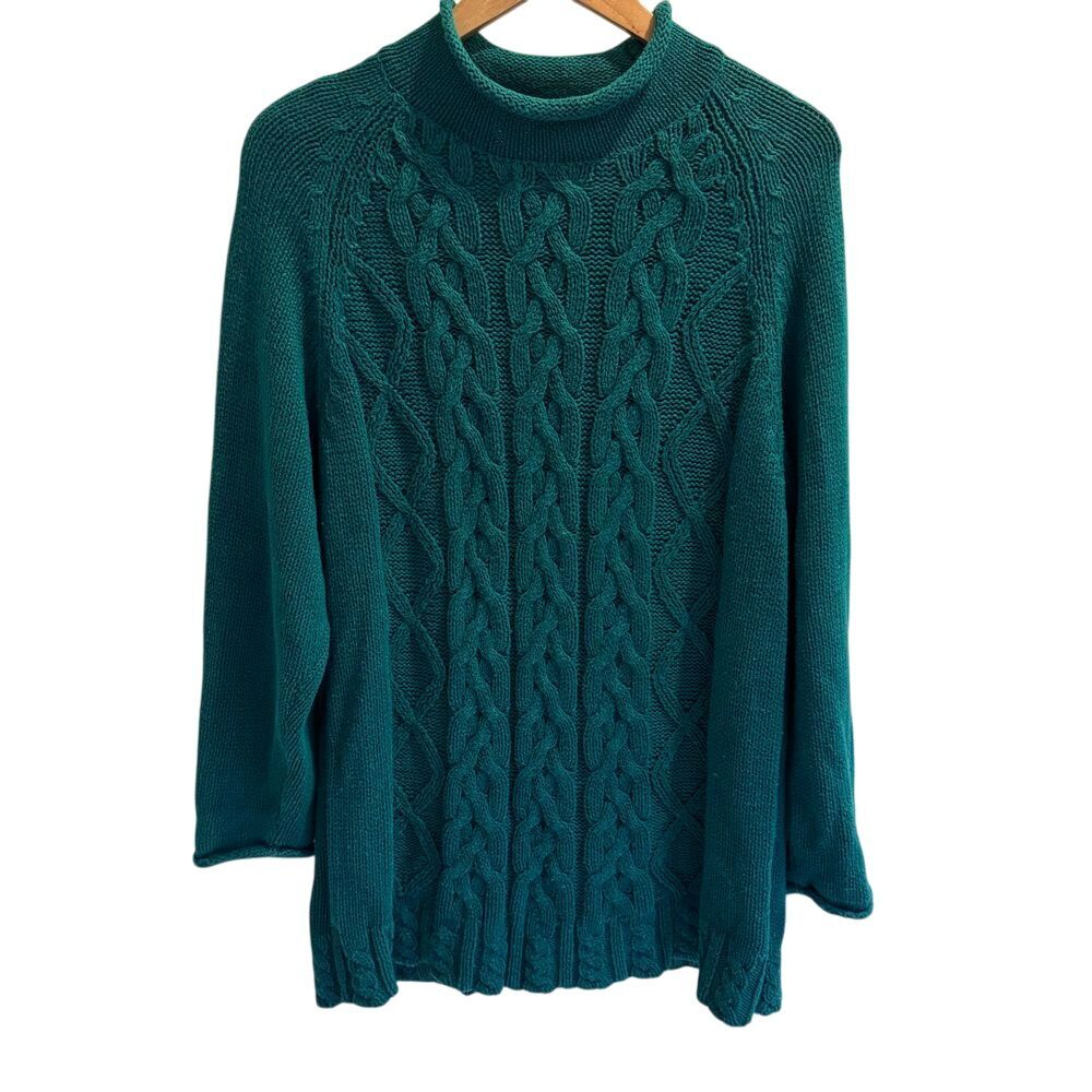 Forenza Sweater Vintage 80's 90's Oversized Cable Knit Green