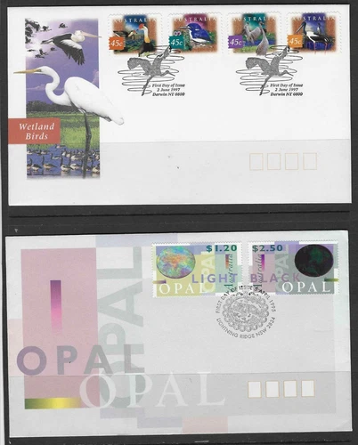 2 x  1995/1997 Australian REDUCED FDC's MUH  (Birds/Opal)($4.45 Bargain)
