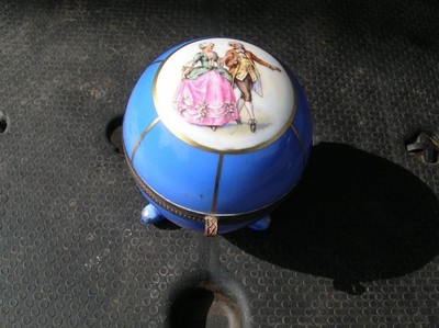 Vintage Basco Made In Czechoslovakia, Porcelain Trinket Egg 3'' Dia. 4''H.