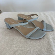 Stuart Weitzman Aleena 50 Block Slide Heel Women Size 9 B Vintage Denim