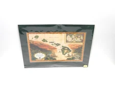 Map of the Sandwich Isles by Blaise Domino Hawaii Art Print Matted Historic Ship