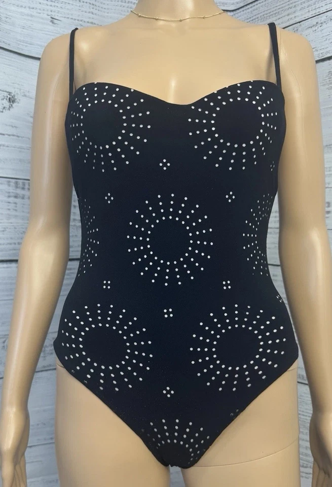 VTG Gianfranco Ferré Black One-Piece Swimsuit 34/M Italy Strapless Studded Wire - Image 3 of 4