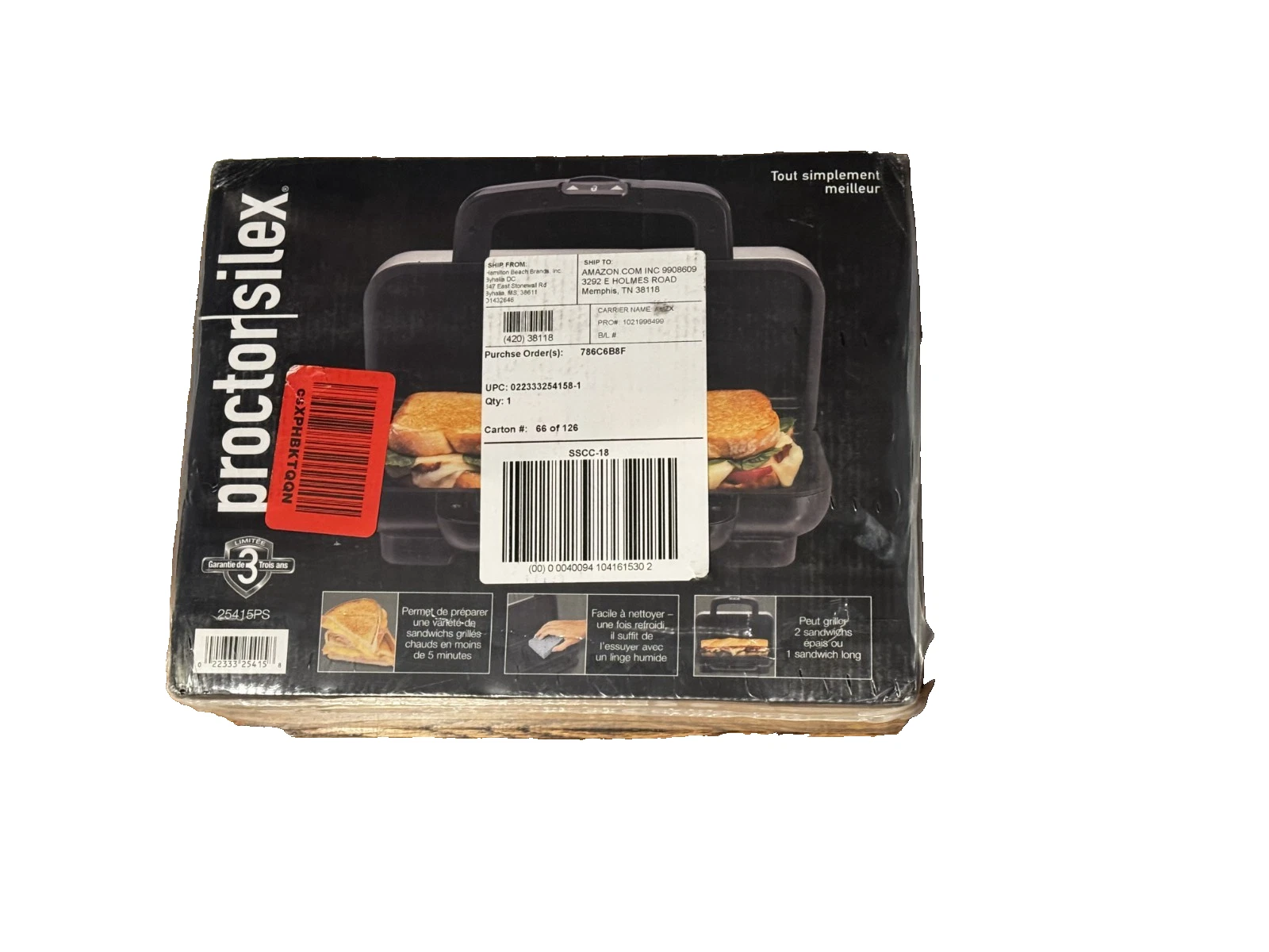 Proctor Silex Panini Press Sandwich Maker Grill Nonstick Plates NEW Sealed
Opens in a new window or