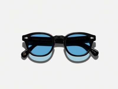 Moscot Lemtosh Black with Custom Made Tints Celebrity Blue Sunglasses 46mm