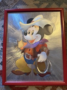 Mickey Mouse Vintage 1980s Dufex Foil Framed Print Lithograph 8x10" Disney Art