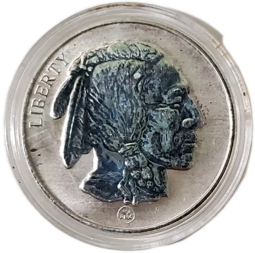1 Oz Silver INDIAN HEAD N BUFFALO Reverse Proof Round.