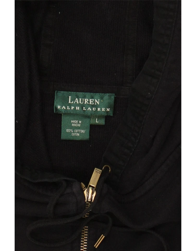 Suéter con Capucha con Cremallera Ralph Lauren para Mujer Reino Unido 16 Grande Negro Algodón AN05 Foto 4 de 4