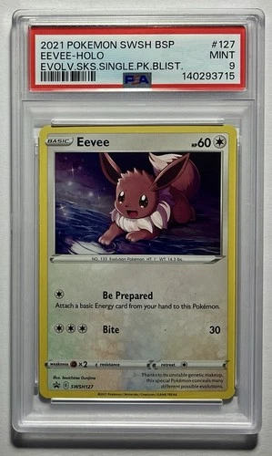 Eevee SWSH127 PSA 9 MINT •HOLOBLEED• Sword & Shield: Black Star Promo 2021 TCG