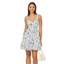 Adrianna Papell Floral Mini Dress Womens 10 Cottagecore Whimsy Peasant Babydoll