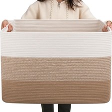 108L Super Large Blanket Basket, 25  x16  x16  Rectangle Woven Baskets for Stor...
