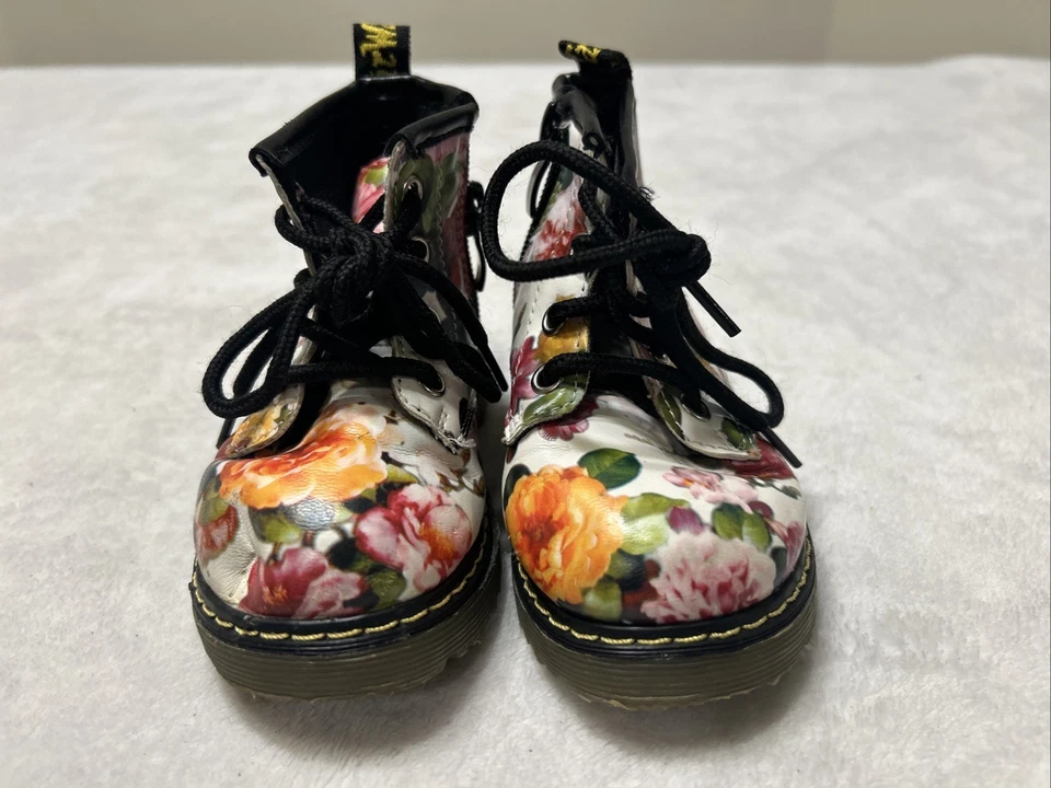 Botas Dr Martens 1460 Air Wair UK 5 EU 21 Bebé Niño Floral Blanco Rosa Foto 3 de 4