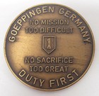 Vintage Brass 1st Infantry FWD Division Goeppingen Germany Challenge Coin INF — photo 3