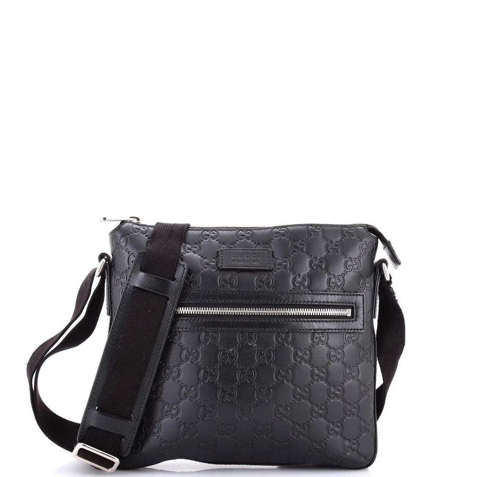 Bolso Mensajero Gucci Signature Cremallera Cuero Guccissima Pequeño