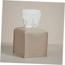  Square Tissue Box Cover - Aesthetic Desk Decor for Room, Home & 1 Light Taupe