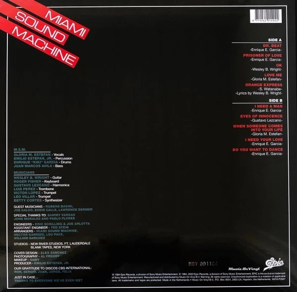 MIAMI SOUND MACHINE LP Eyes of Innocence ORANGE COLOURED VINYL Numbered Dr. BEAT - Image 2 of 4